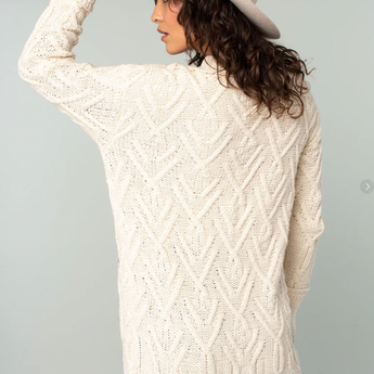 Overized Cable Button Front Cardigan
