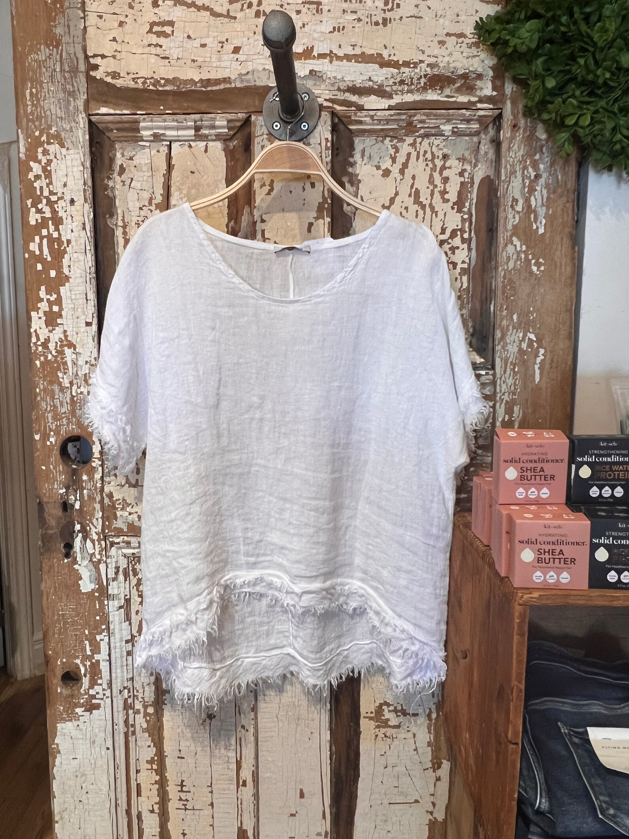 Meo Linen Fringe Top | White - The Lemonade Stand