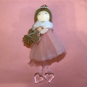 Hanging Pink Princess with Tassels Heart Feet