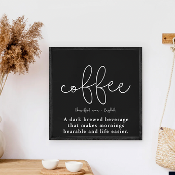 Coffee Definition Wood Sign