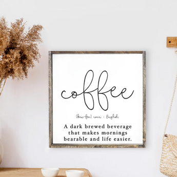 Coffee Definition Wood Sign