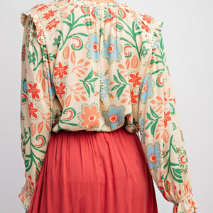 Floral Printed Gauze Woven Blouse