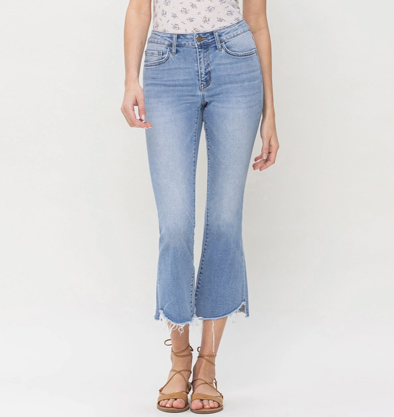 Jeans mid store rise cropped flare