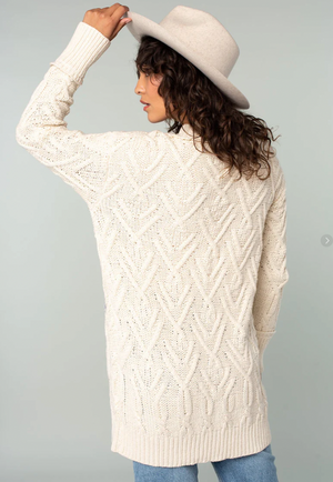 Overized Cable Button Front Cardigan