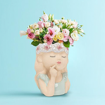 Girl With Flower - Planter