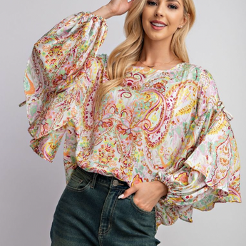 Paisley Printed Yoru Satin Top