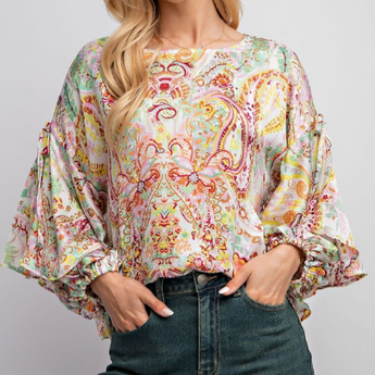 Paisley Printed Yoru Satin Top