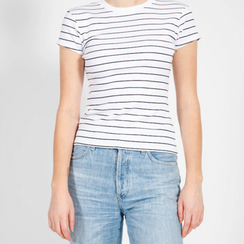 Ribbed Fitted T-Shirt with Cap Sleeves