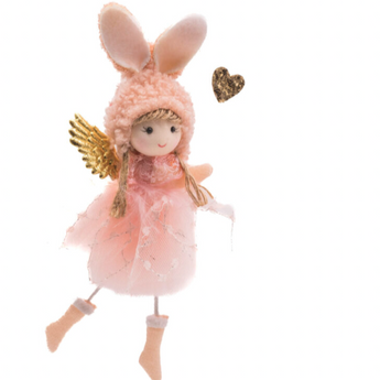 Pink Prancing Cherub with Bunny Ears and Magic Wand