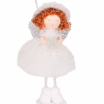 White Noble Angle in Tulle Petticoat and Cloche Had