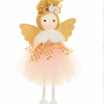 Smiling Thin Hangable Ballerina Girl Ornament with Hair Bow