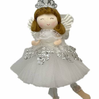 Cherubic Flying Angel Ornament with Sparkly Crown