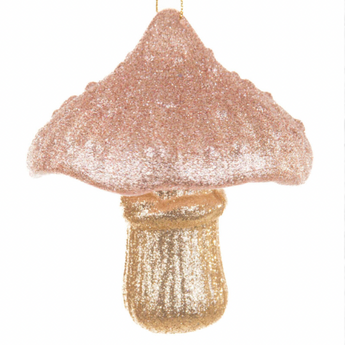 Hanging Champagne and Gold Mushroom Ornament