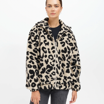 Leopard Sherpa Full Zip Jacket