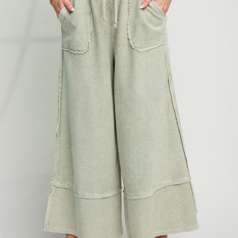 MIneral Washed Terry Knit Palazzo Pant