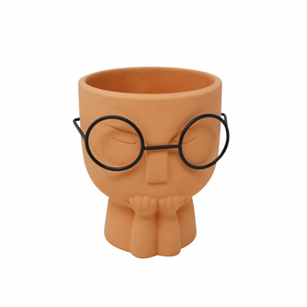 Planter Pot Face with Glasses