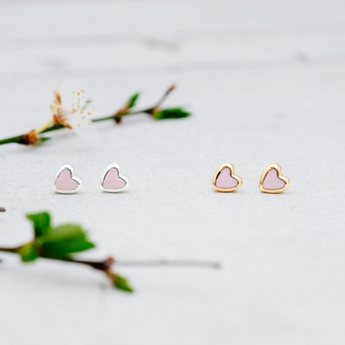 Cherish Heart Studs - Pink