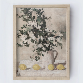 Vintage Flower Still Life with Lemons