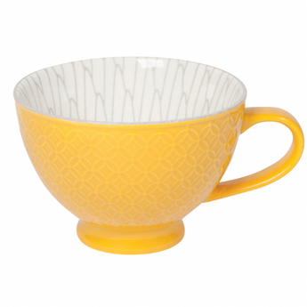 Yellow Stamped Latte Mug 14 oz