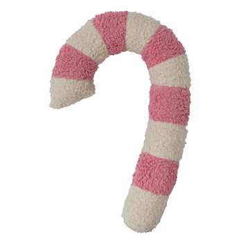 Sherpa Candy Cane Shaped Pillow