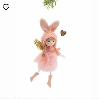 8" Prancing Cherub with Bunny Ears and Heart Wand