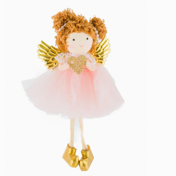 Pink/Gold Cherub with Pearl Hair Ties