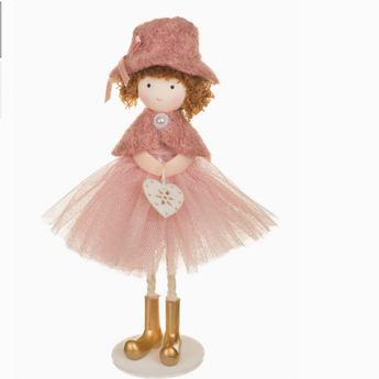 Girl Doll with Curly Brown Hair