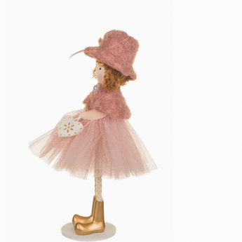 Girl Doll with Curly Brown Hair