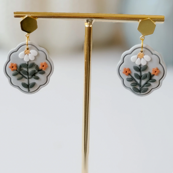 Cozy Autumn Blooms Earrings / Clay