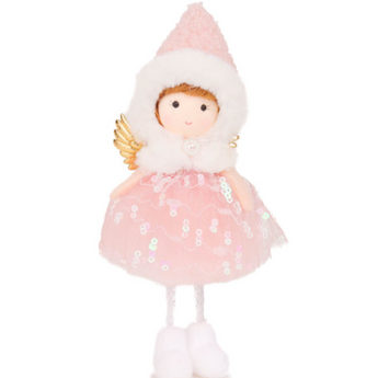 Pink and Gold Angel in Tulle Petticoat Ornament