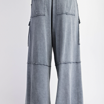 Mineral Washed Wide Leg Cargo Pants