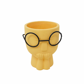 Planter Pot Face with Glasses