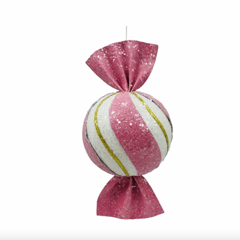 10" Hanging Candy With Swirl & Glitter Ornament