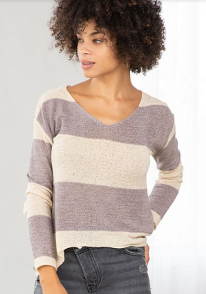 Wide Neck Stripe Sweater