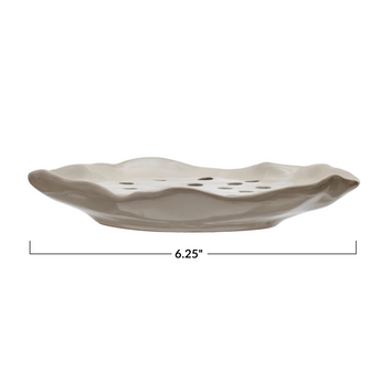 Stoneware Soap Flower Dish w/ Removable Tray