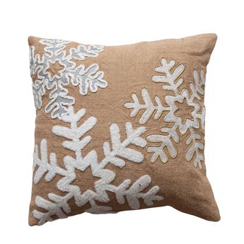 Jute Pillow with Snowflakes