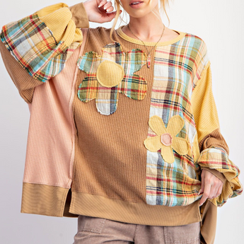 Plaid Daisy Oversized Top