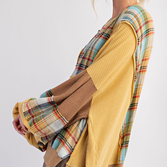 Plaid Daisy Oversized Top