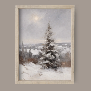 Vintage Snowy Tree | Wooden Sign