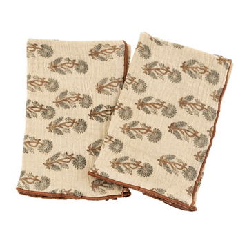 Oleander Block Print Tea Towels