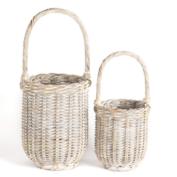 Whitewashed Rattan Basket