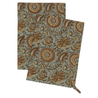 Dahlia Block Print Tea Towel