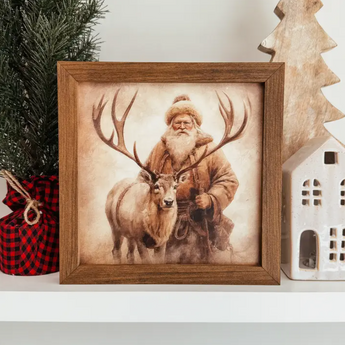 Santa & Reindeer Christmas Sign