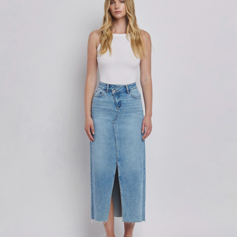 Criss Cross Denim Skirt