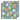 Two square kitchen towels with a blue-gray background and a watercolor pear pattern in yellow, green, and orange, displayed overlapping on a white background.