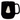 A black ceramic mug with a white ghost graphic printed on the front, set against a plain white background.
