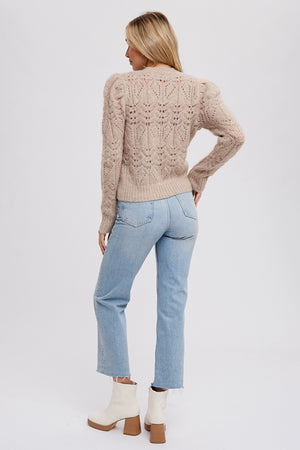Puff Sleeve Pointelle Pullover
