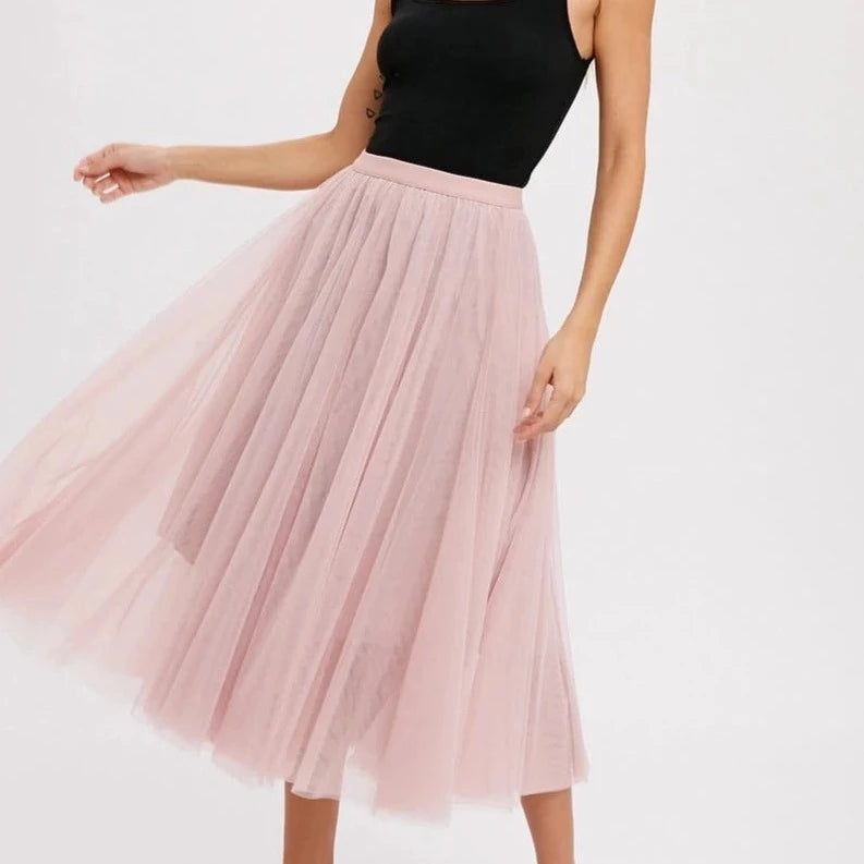 Dusky pink clearance tutu midi skirt