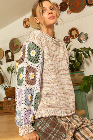 Square Pattern Pullover Sweater
