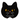 A glossy black cat-shaped dish or planter with stylized yellow eyes, a pink nose, and white whiskers on a plain white background.